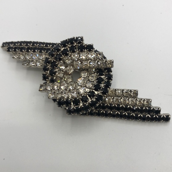 Vintage Crystal Pave Lighting Black & White Interlocking Design